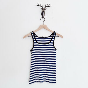 Sonia Rykiel Women's Navy Blue White Striped Tank Top Size XS